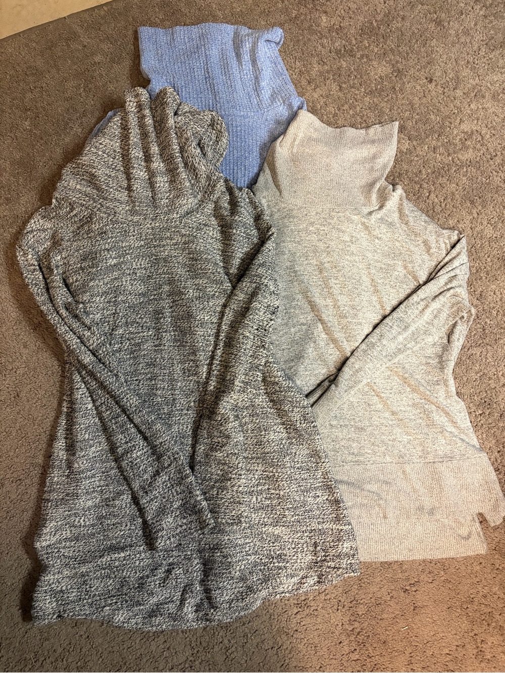 Lot of 3 Women’s Turtleneck Sweater - Grey, Cream, Light Blue